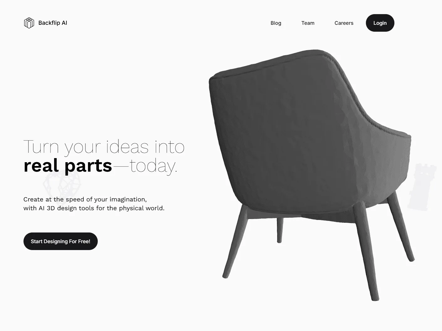 AI platforma Backflip pro generování 3D modelů z textu nebo fotky